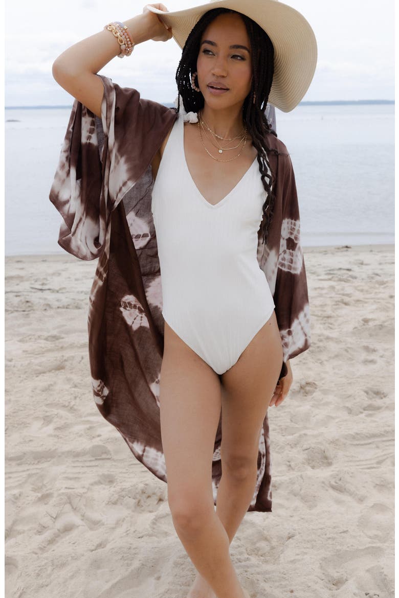 Tie Dye Duster, Alternate, color, BROWN