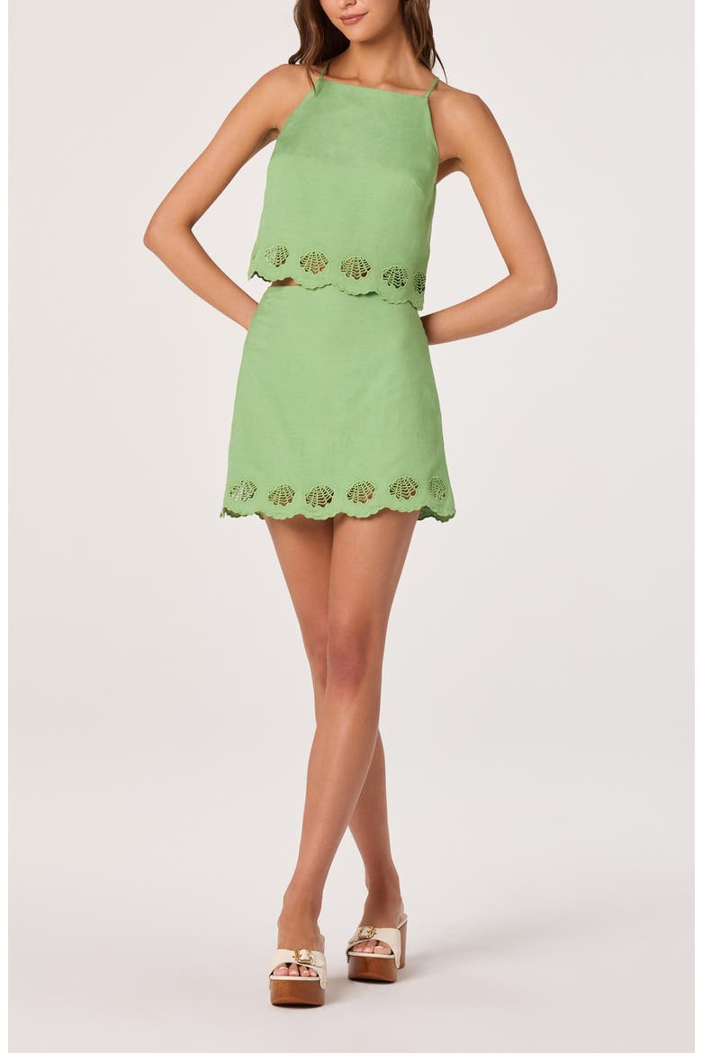 Taniya Embroidered Eyelet Skirt, Alternate, color, GREEN