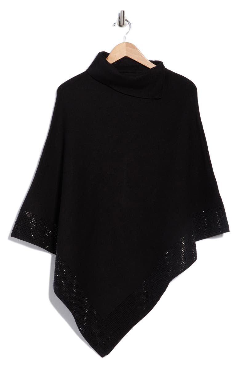 Tasha Rhinestone Embellished Turtleneck Poncho, Alternate, color, Black