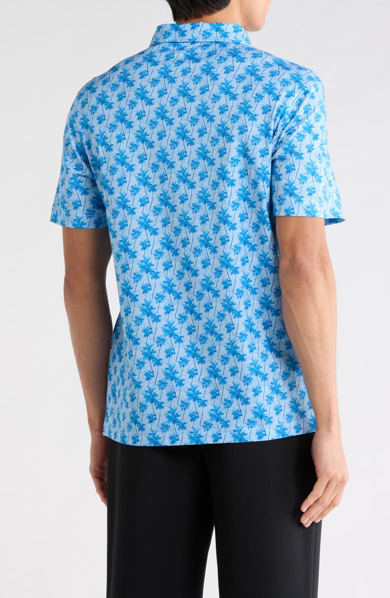Bugatchi Palm Tree Cotton Knit Polo, Alternate, color, Classic Blue
