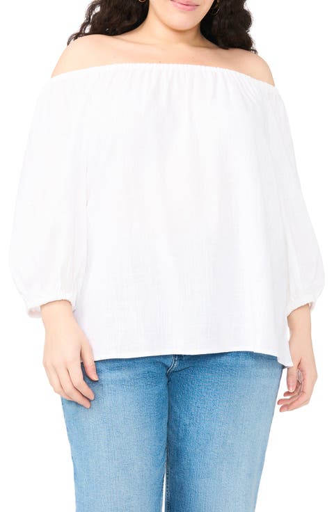 Off the Shoulder Puff Sleeve Top (Plus)