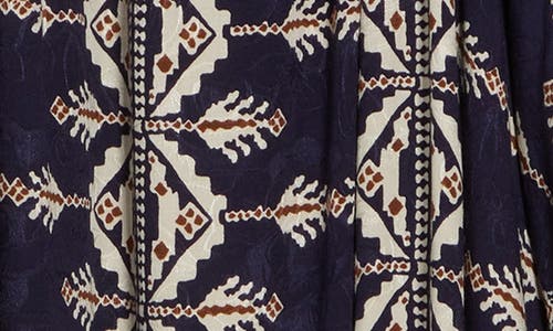 Renee C Boho Long Sleeve Tunic Dress In Navy