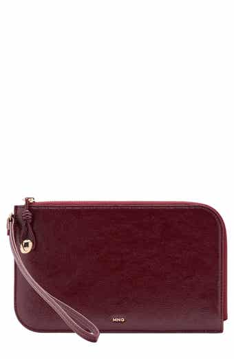 Mini Beaded Faux Leather Pochette Wristlet