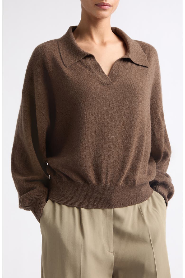 Katriel Cashmere Polo Sweater, Alternate, color, DARK TRUFFLE