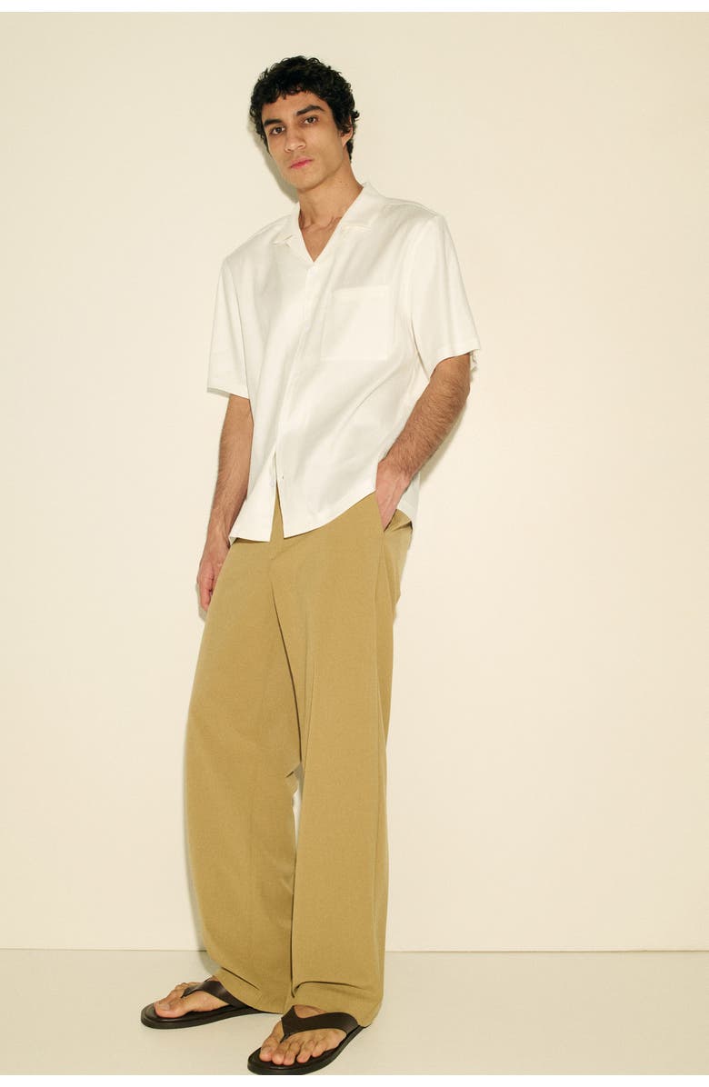 H&M Easy care relaxed-fit linen-blend shirt, Alternate, color, Cream