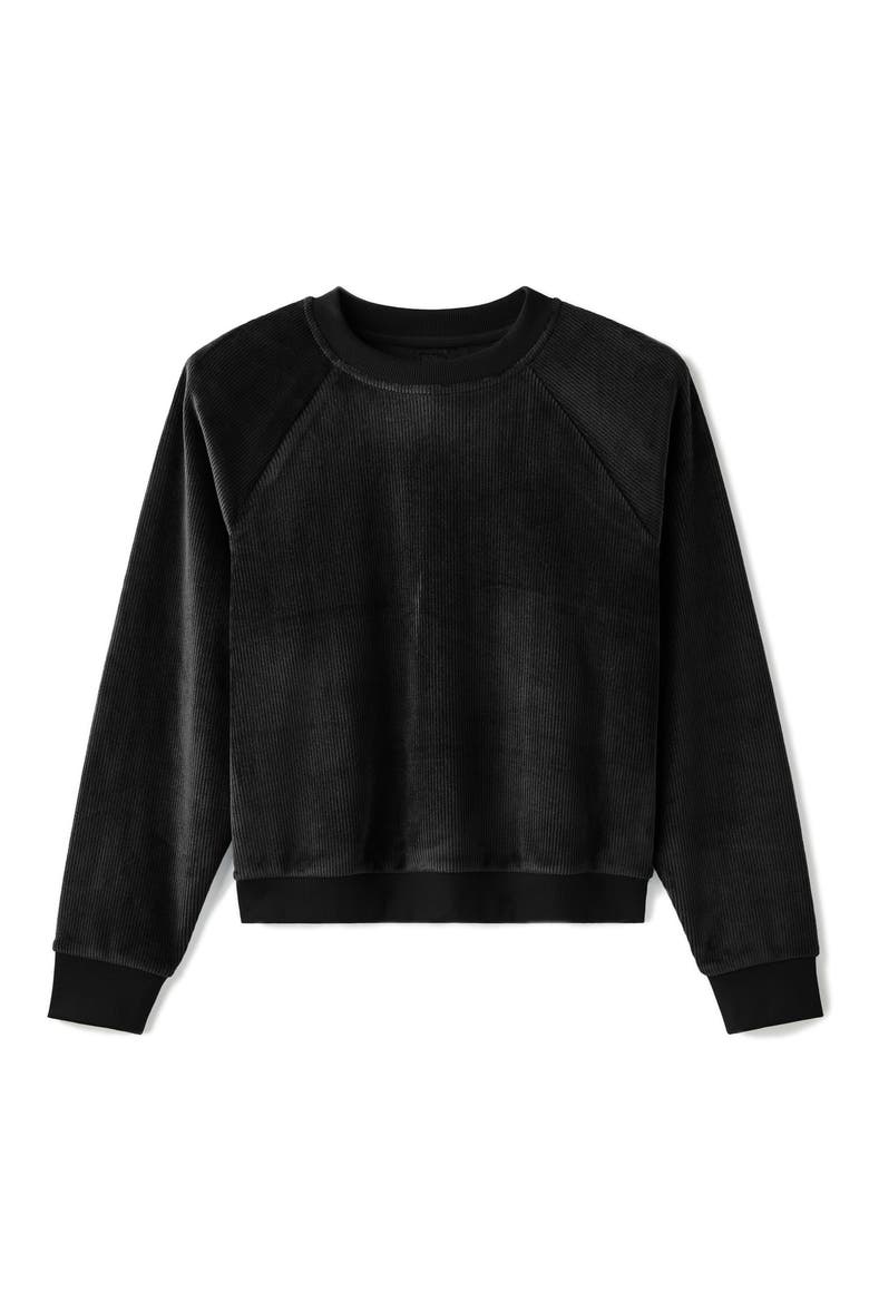 Plush Crewneck Sweatshirt, Alternate, color, PURE BLACK