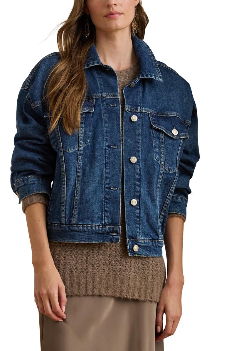 Lauren Ralph Lauren Denim Trucker Jacket, Main, color, Atecco Wash