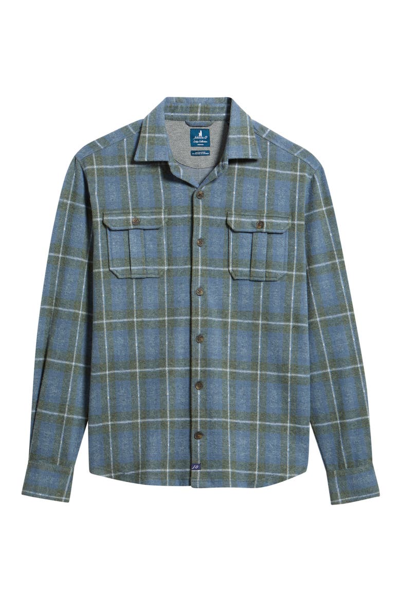 Labrador Tartan Knit Shirt Jacket, Alternate, color, LAGUNA BLUE