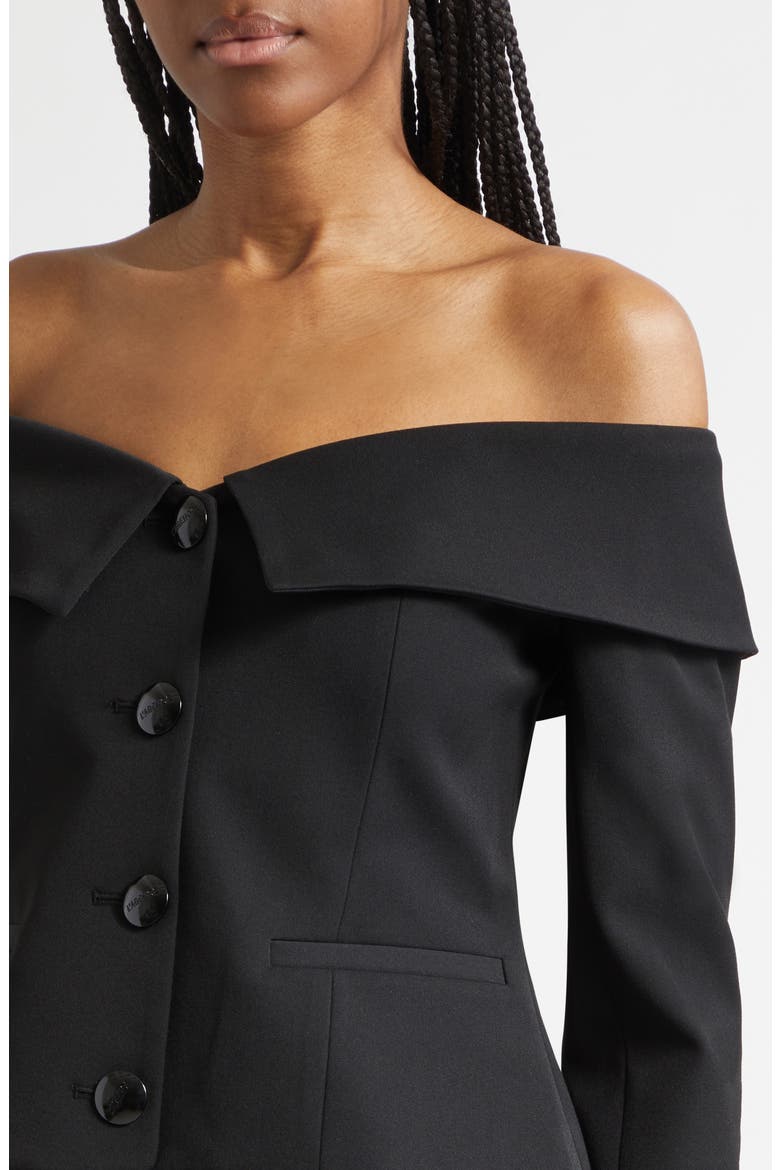 Ingrid Off the Shoulder Crop Blazer Top, Alternate, color, BLACK