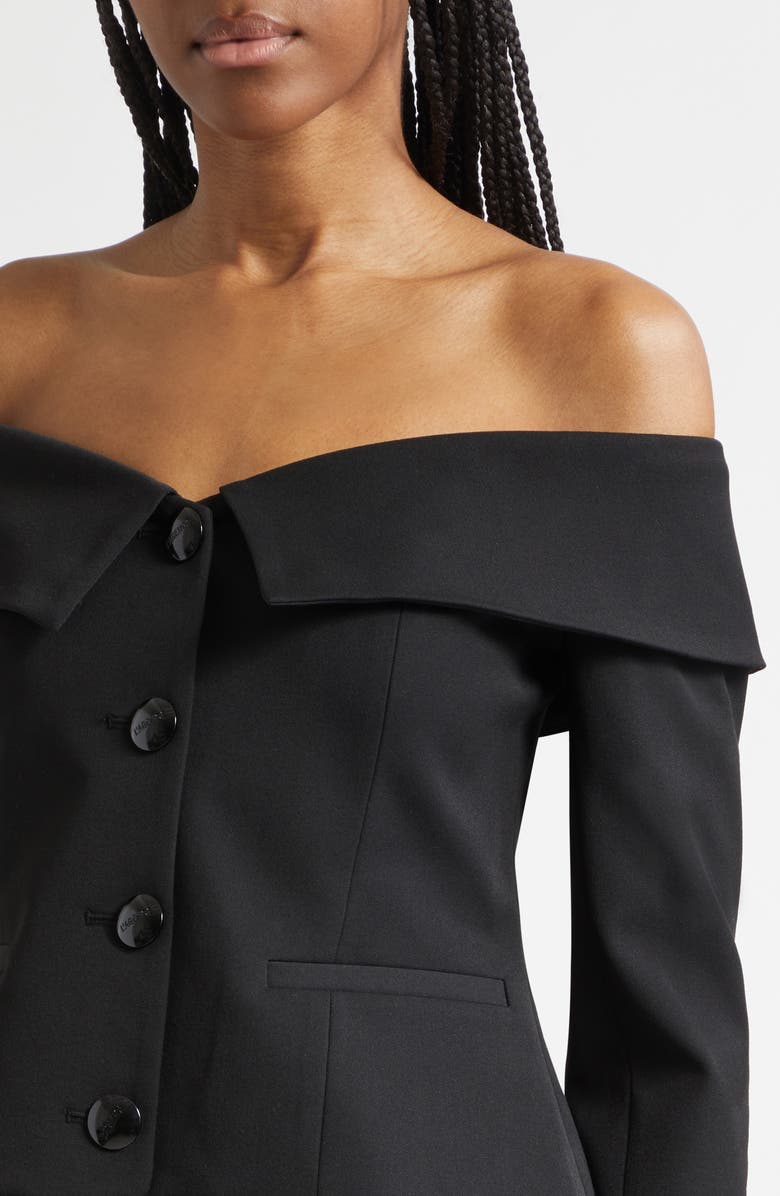 L'AGENCE Ingrid Off the Shoulder Crop Blazer Top, Alternate, color, Black