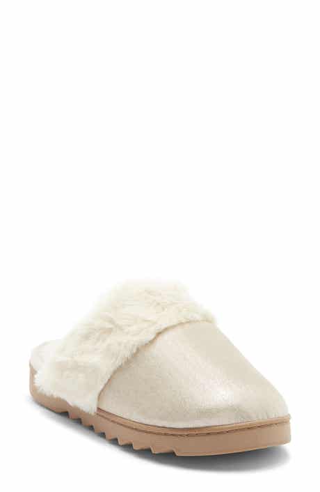 R.G. Barry Metallic and Faux Fur Trim Scuff Slipper