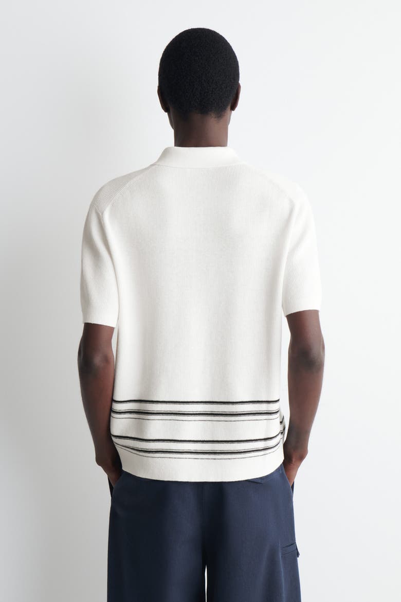 Striped Knitted Cotton-linen Polo Shirt, Alternate, color, CREAM / STRIPED
