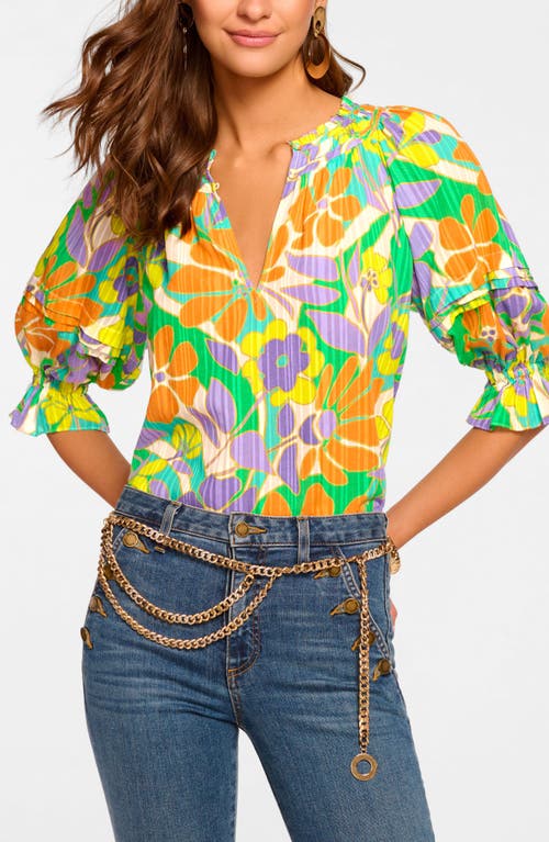 Shop Ramy Brook Trixie Puff Sleeve Top In Retro Garden