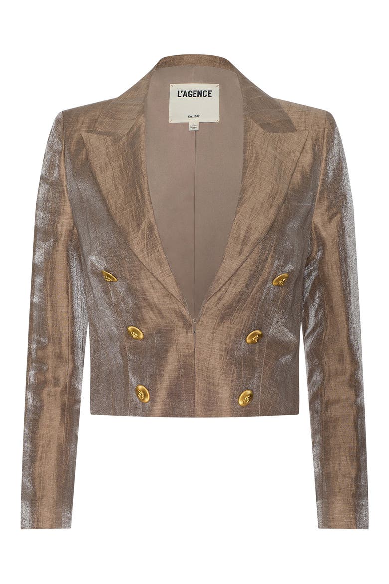 Inez Cropped Blazer, Alternate, color, LATTE/ GOLD
