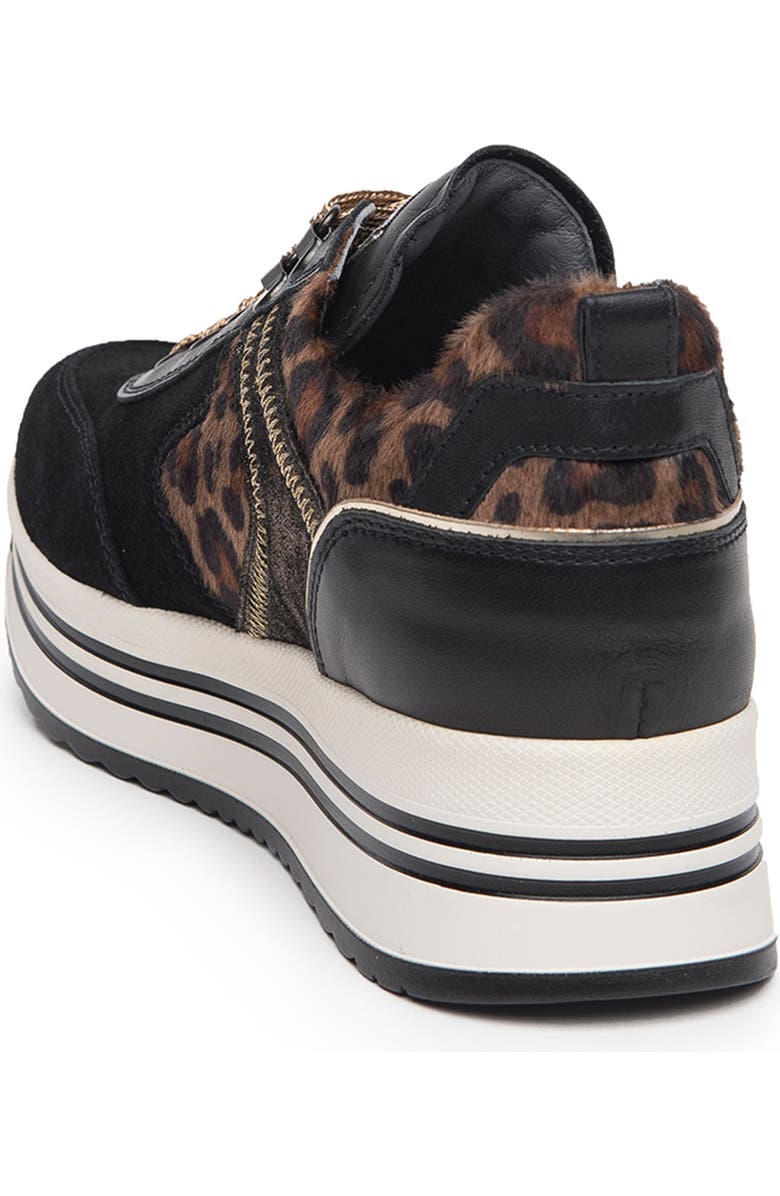 NeroGiardini Leopard Print Faux Shearling Platform Sneaker, Alternate, color,