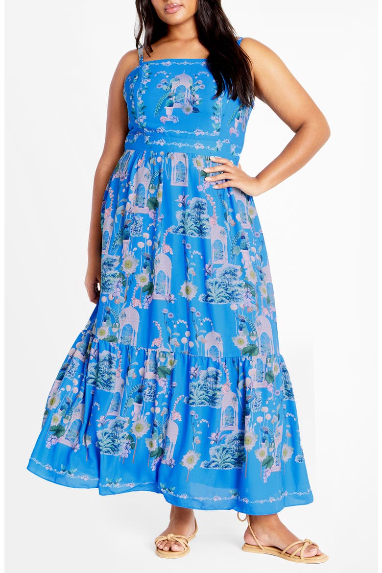 Molly Floral Midi Sundress, Main, color, BLUE