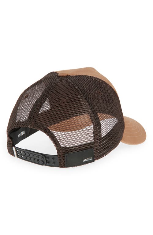 Amiri Ma Outline Embroidered Canvas Trucker Hat In Brown