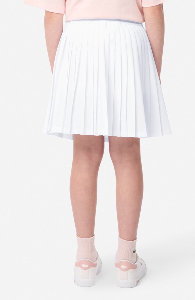 Lacoste Kids' Pleated Logo Sport Pleated Skirt, Alternate, color, Blanc