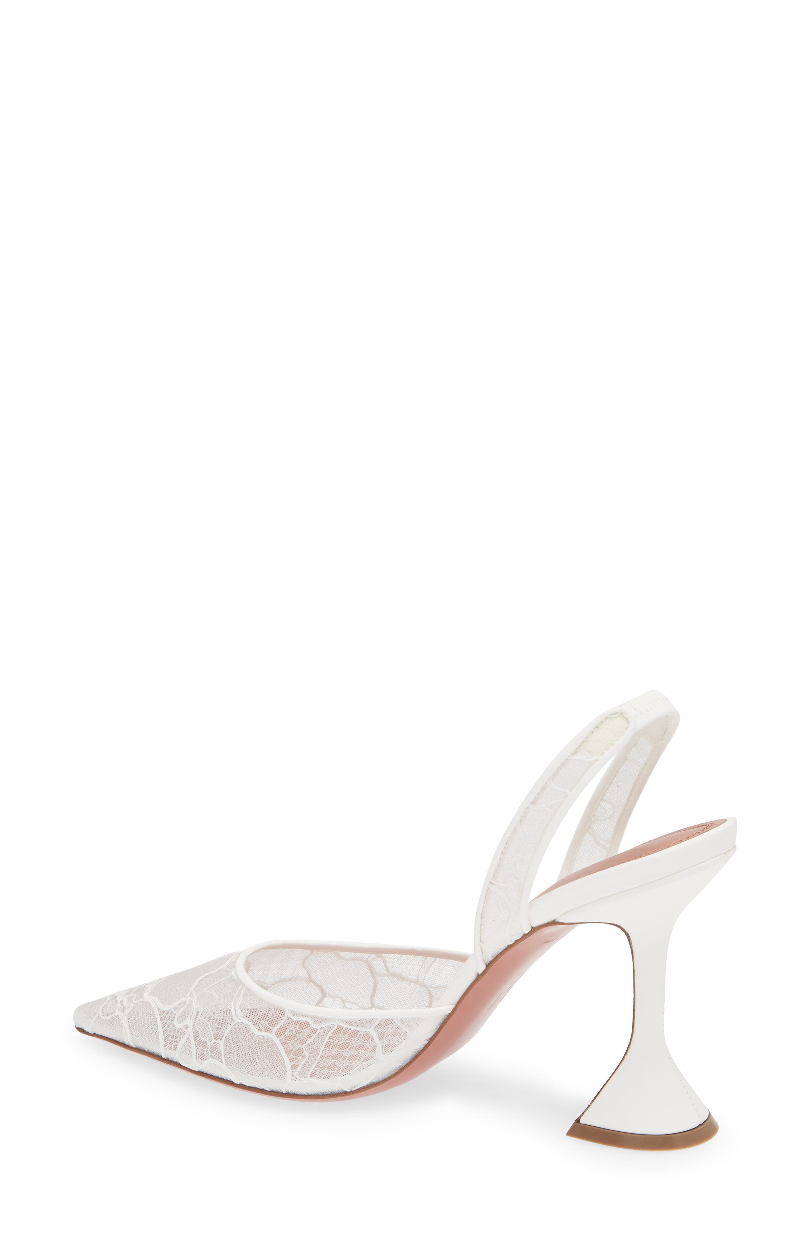 Amina Muaddi Holli Lace Slingback Pump, Alternate, color, Ivory
