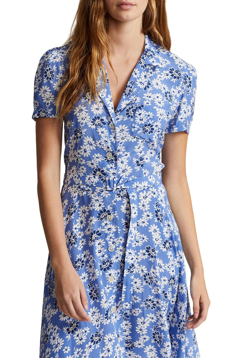 Polo Ralph Lauren Hampton Floral Crepe Midi Shirtdress, Alternate, color, 
