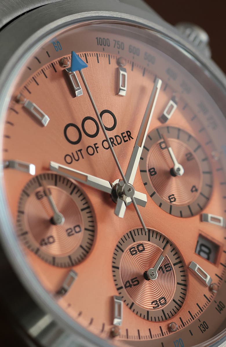 OUT OF ORDER Sporty Chronograph Bracelet Watch, 40mm, Alternate, color, Peach