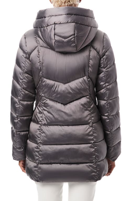 Bernardo Metallic Hooded Walker Coat In Gray