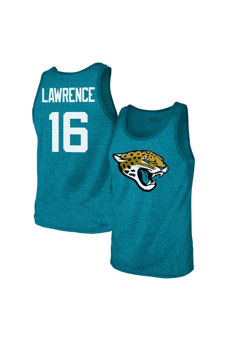 Men's Majestic Threads Trevor Lawrence Teal Jacksonville Jaguars Tri-Blend Player Name & Number Tank Top, Main, color, Teal