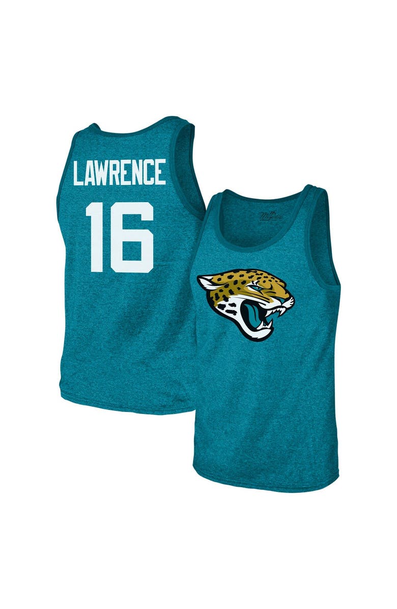 Majestic Threads Men's Majestic Threads Trevor Lawrence Teal Jacksonville Jaguars Tri-Blend Player Name & Number Tank Top, Main, color, Teal