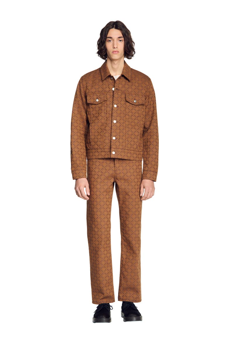 Square Cross denim jacket, Alternate, color, Tobacco brown