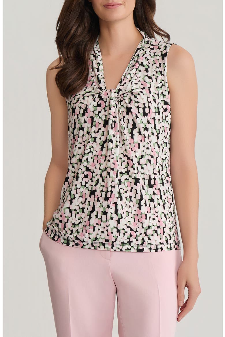 Knot Front Sleeveless Top, Main, color, BLACK MULTI