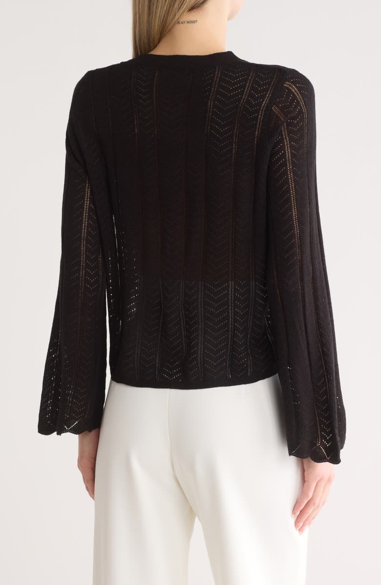 Adrianna Papell Pointelle Bell Sleeve Knit Top, Alternate, color, 