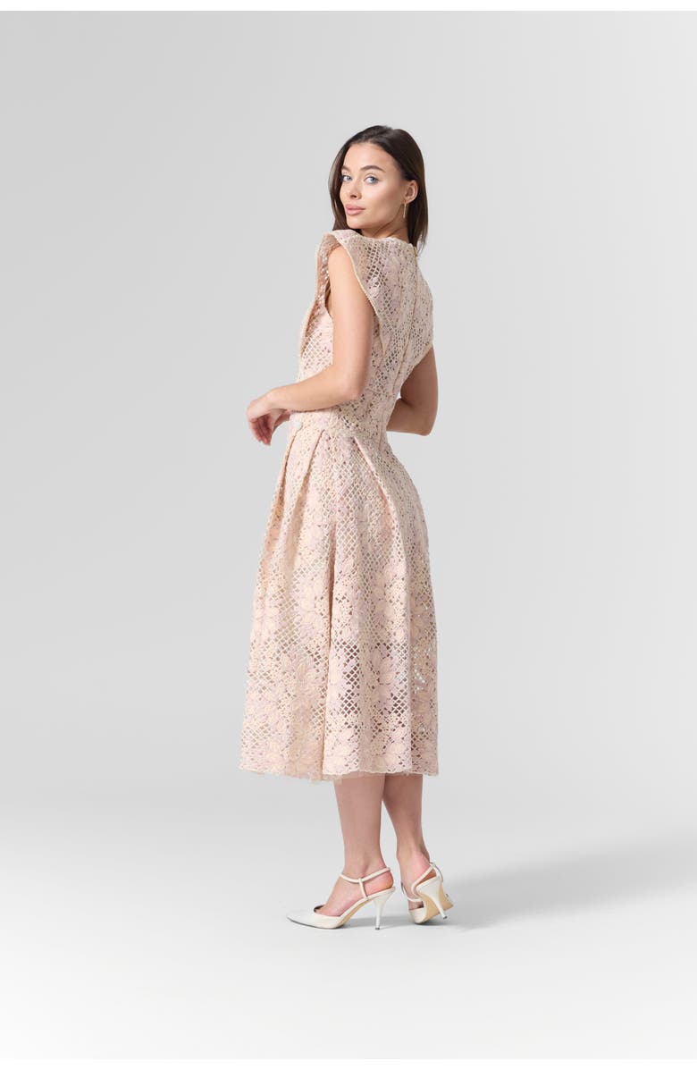 Le Fafo Pink Lace Embroidered Midi Dress, Alternate, color, Light Pink