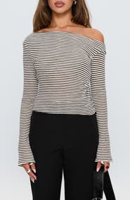 Princess Polly Synergies Stripe One-Shoulder Top