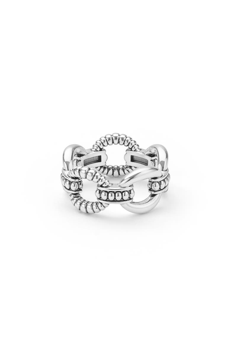 Sterling Silver Caviar Link Ring, Alternate, color, SILVER
