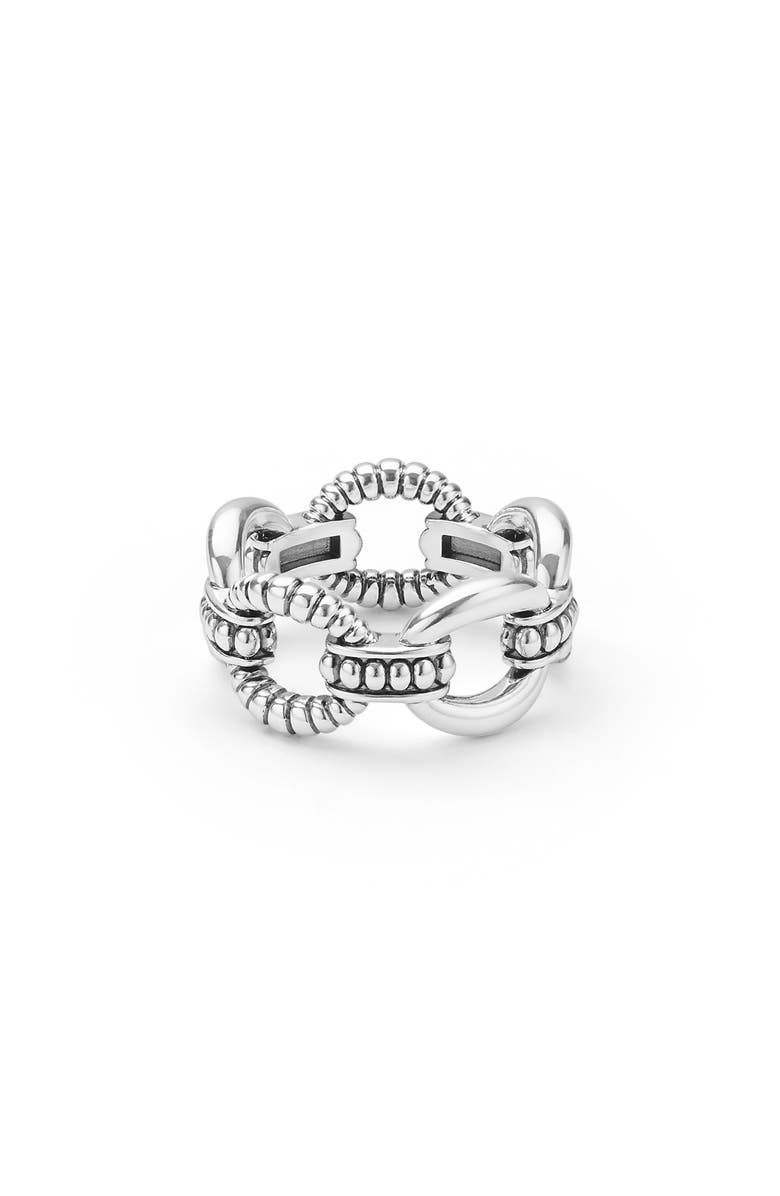 LAGOS Sterling Silver Caviar Link Ring, Alternate, color, Silver