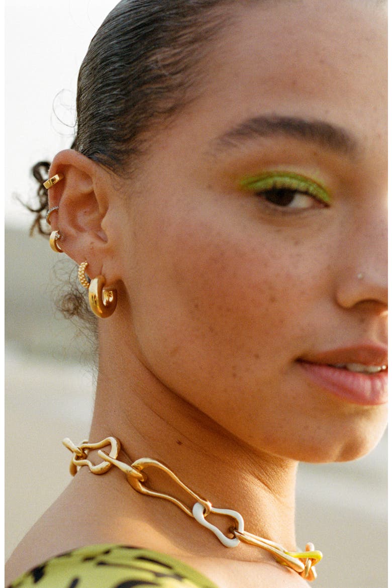 Pavé Huggie Hoop Earrings, Alternate, color, SILVER