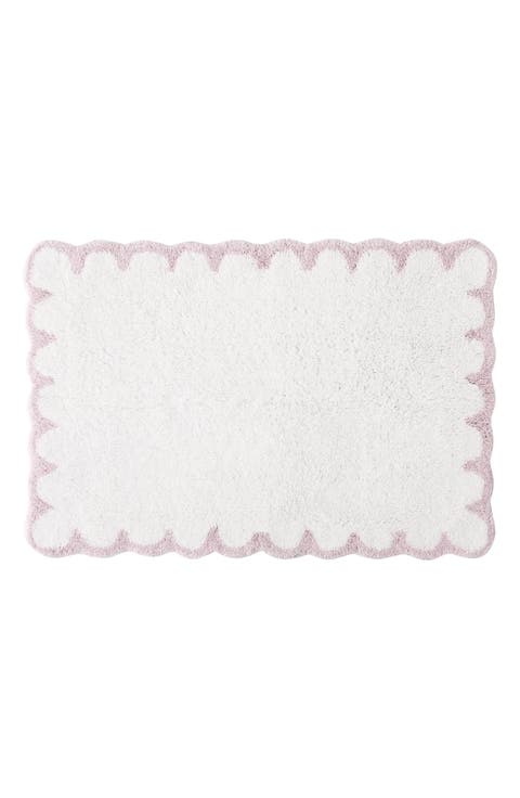 Scallop Detail Cotton Bath Mat