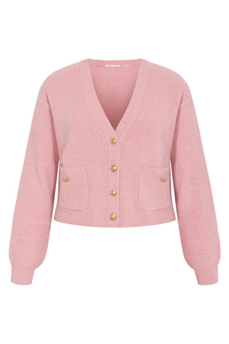 Chloe Plush V-Neck Cardigan, Alternate, color, BABY PINK