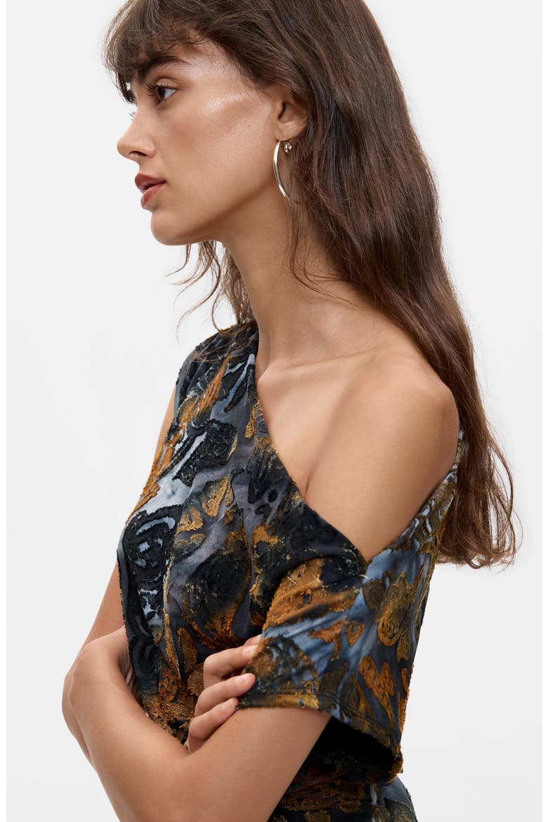 Off the Shoulder Burnout Top, Alternate, color, DARK BLUE