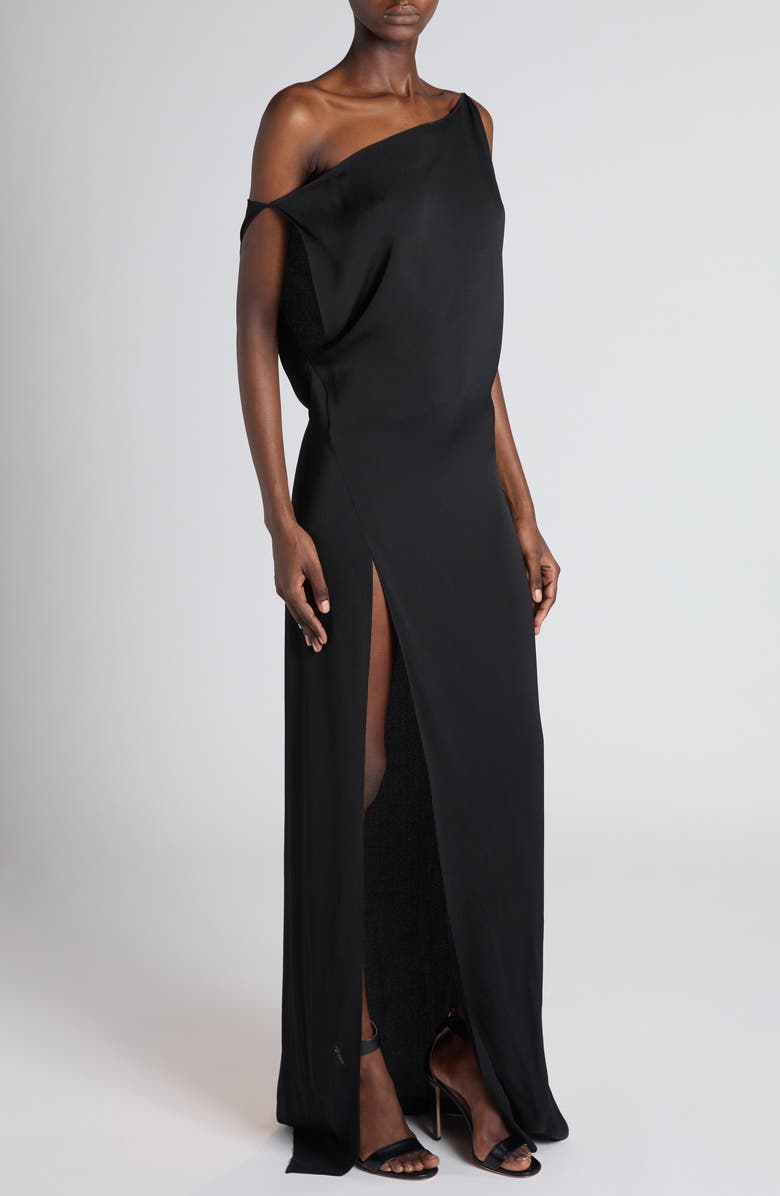 TOM FORD One Shoulder Crepe Cady Gown, Alternate, color, Black