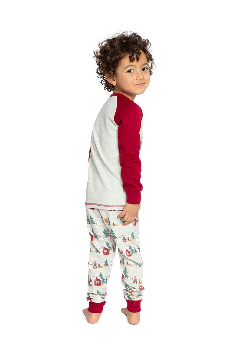 Christmas Organic Cotton Top Pants Two Piece Pajama Set, Alternate, color, Beige Christmas Print