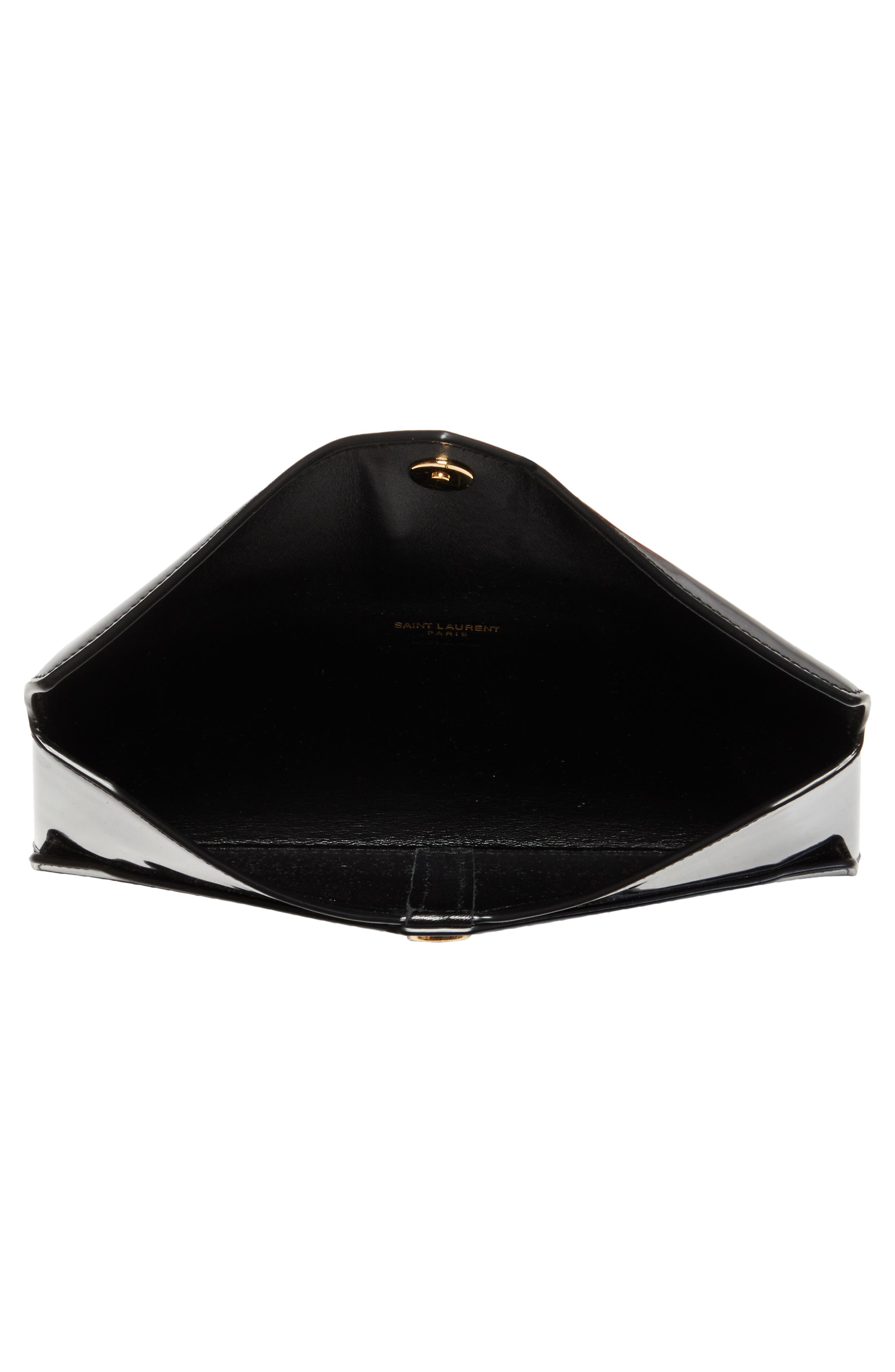 Saint Laurent Paloma Patent Leather Envelope Clutch, Alternate, color, 
