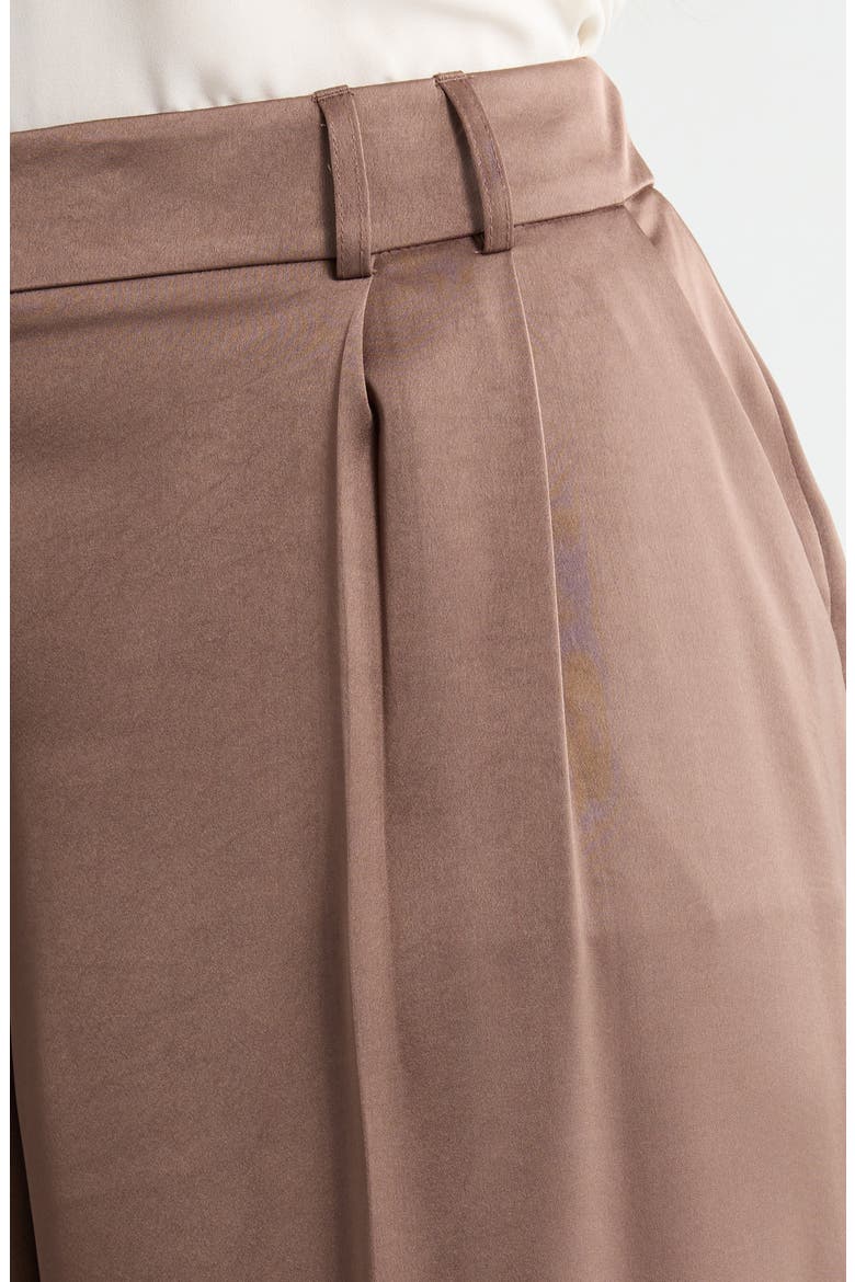 Pleated Satin Wide Leg Pants, Alternate, color, MOCHA