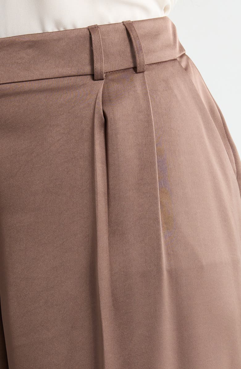 Tahari ASL Pleated Satin Wide Leg Pants, Alternate, color, Mocha