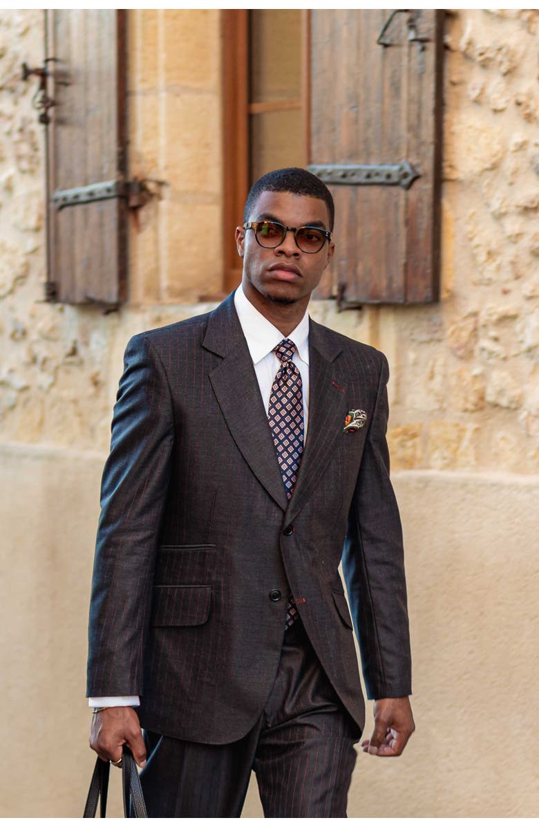 Elizabetta Lambrusco - Silk Jacquard Tie for Men, Alternate, color, Navy