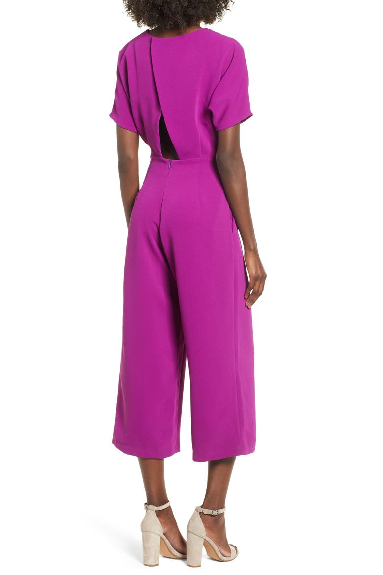 Belted Culotte Jumpsuit, Alternate, color, VIOLET