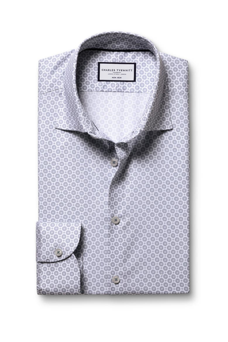 Non-Iron stretch Decorative Print Slim Fit Shirt, Alternate, color, Dark Blue