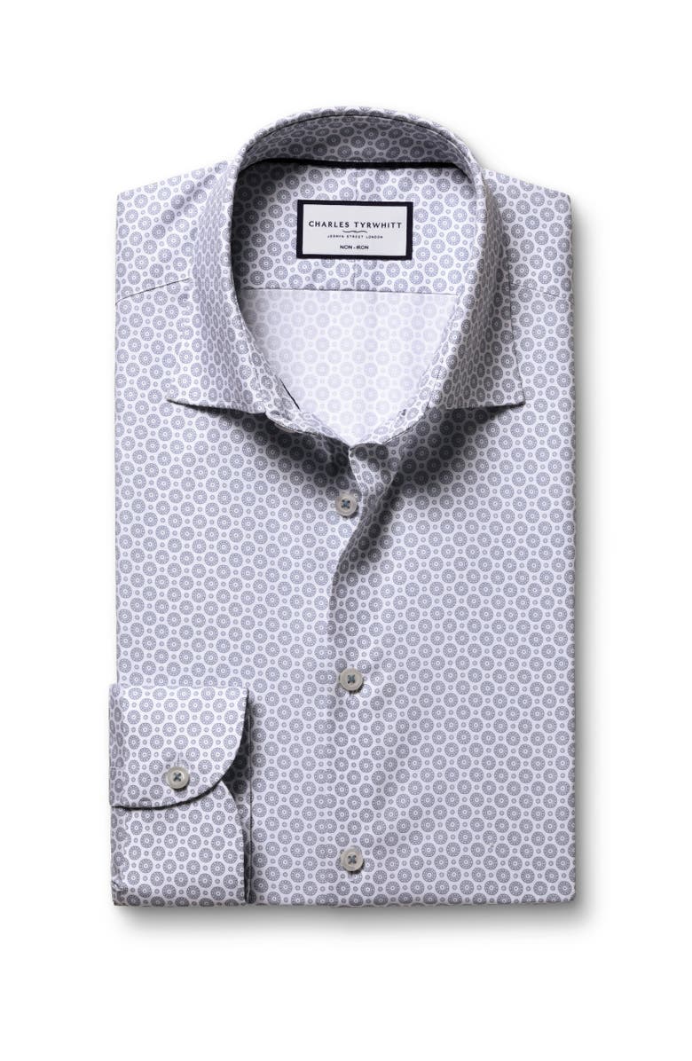 Charles Tyrwhitt Non-Iron stretch Decorative Print Slim Fit Shirt, Alternate, color, Dark Blue