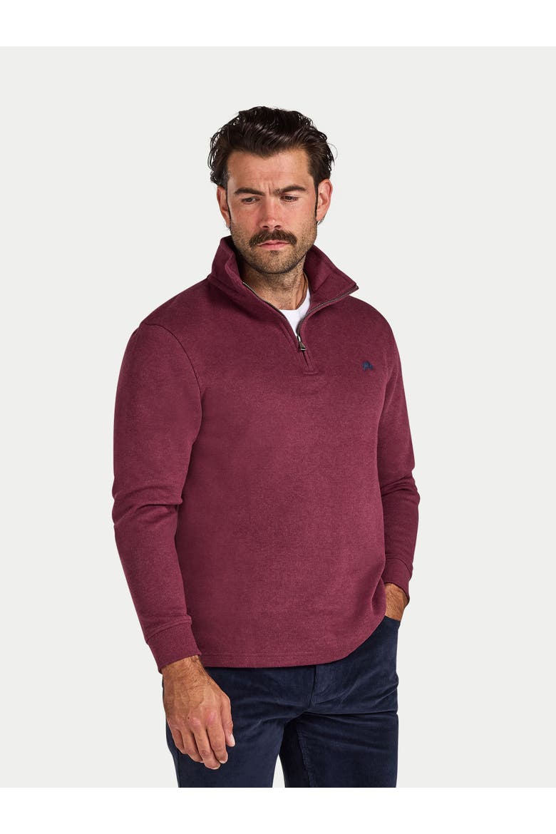 French Rib Quarter Zip Sweatshirt, Alternate, color, Burgundy