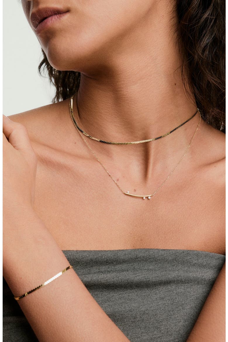 Celeste Diamond Horizon Necklace, Alternate, color, Yellow Gold